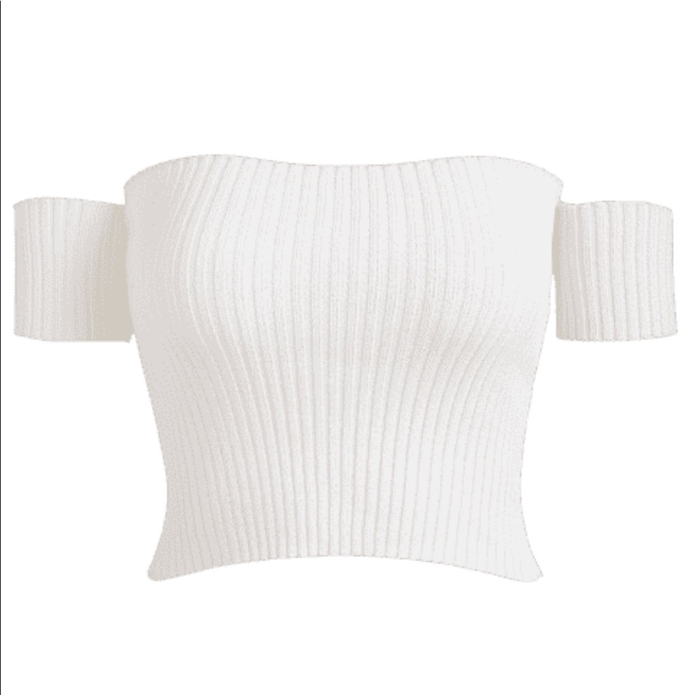 Off shoulder ribbed tee